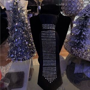 Black Tie with Silver Rhinestones